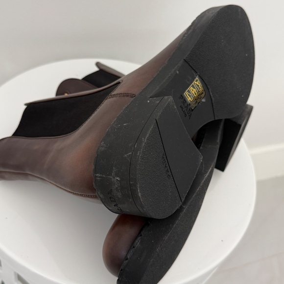 PRADA Chocolate Brown Brushed Leather Chelsea Ankle Boots Designer - Picture 10 of 12